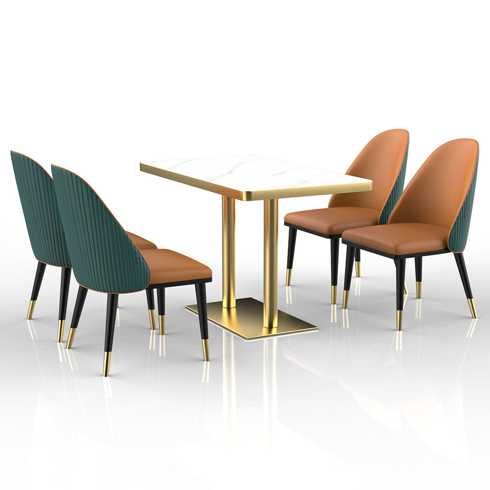 HUALIN Restaurant luxury sintered stone marble dining table chairs comfortable booths, material size color batch customization