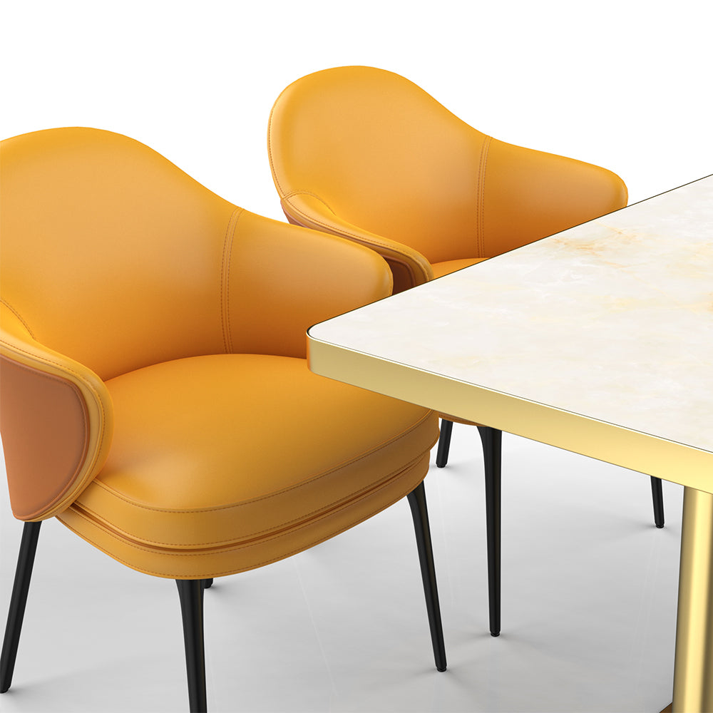 HUALIN Restaurant luxury sintered stone ceramic dining table with comfortable chair