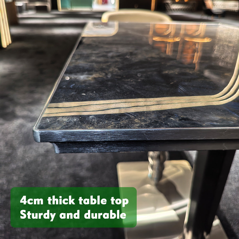 HUALIN Modern style theme restaurant luxury marble dining table with stainless steel legs, customizable size and color