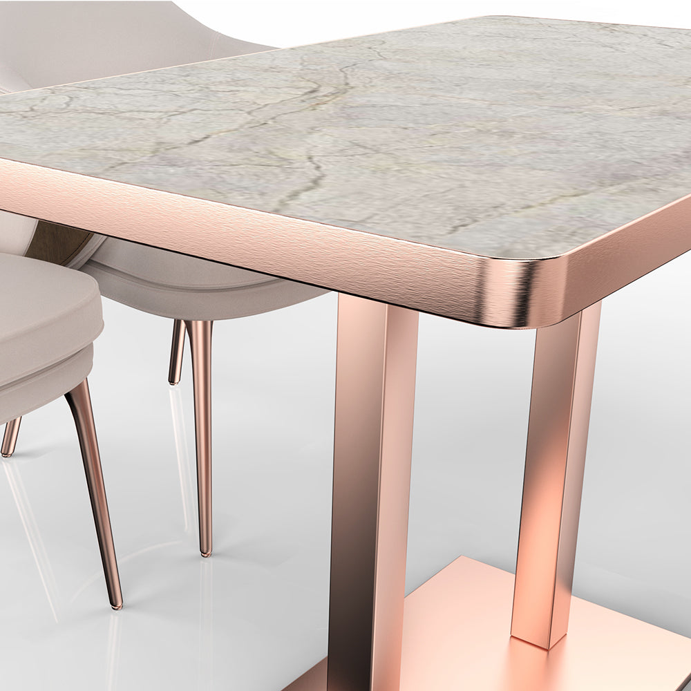 HUALIN Restaurant luxury sintered stone dining table with comfortable chairs, customizable material, color and size