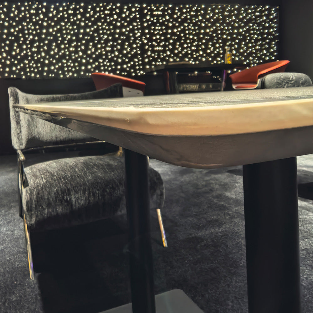 HUALIN Modern style theme restaurant luxury marble dining table with stainless steel legs, customizable size and color