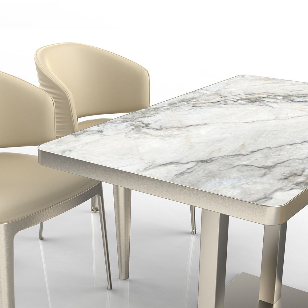 HUALIN Restaurant luxury sintered stone dining table with comfortable chairs, customizable material, color and size