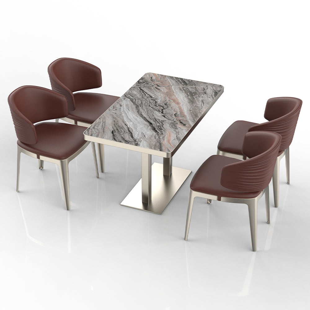 HUALIN Restaurant luxury sintered stone dining table with comfortable chairs, customizable material, color and size