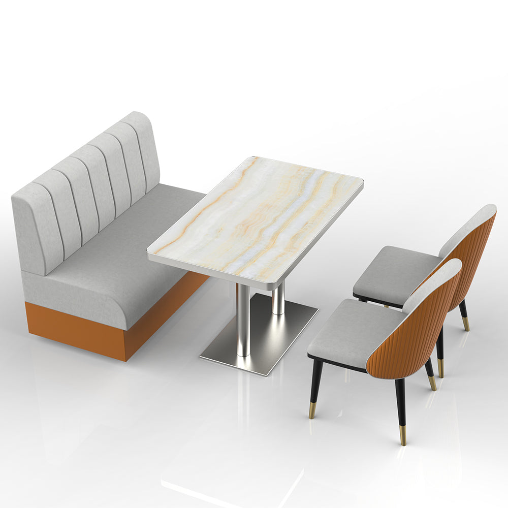 HUALIN Restaurant luxury sintered stone marble dining table chairs comfortable booths, material size color batch customization