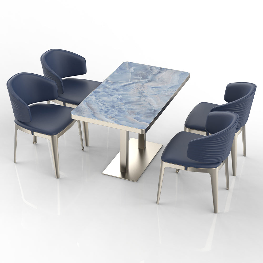 HUALIN Restaurant luxury sintered stone dining table with comfortable chairs, customizable material, color and size