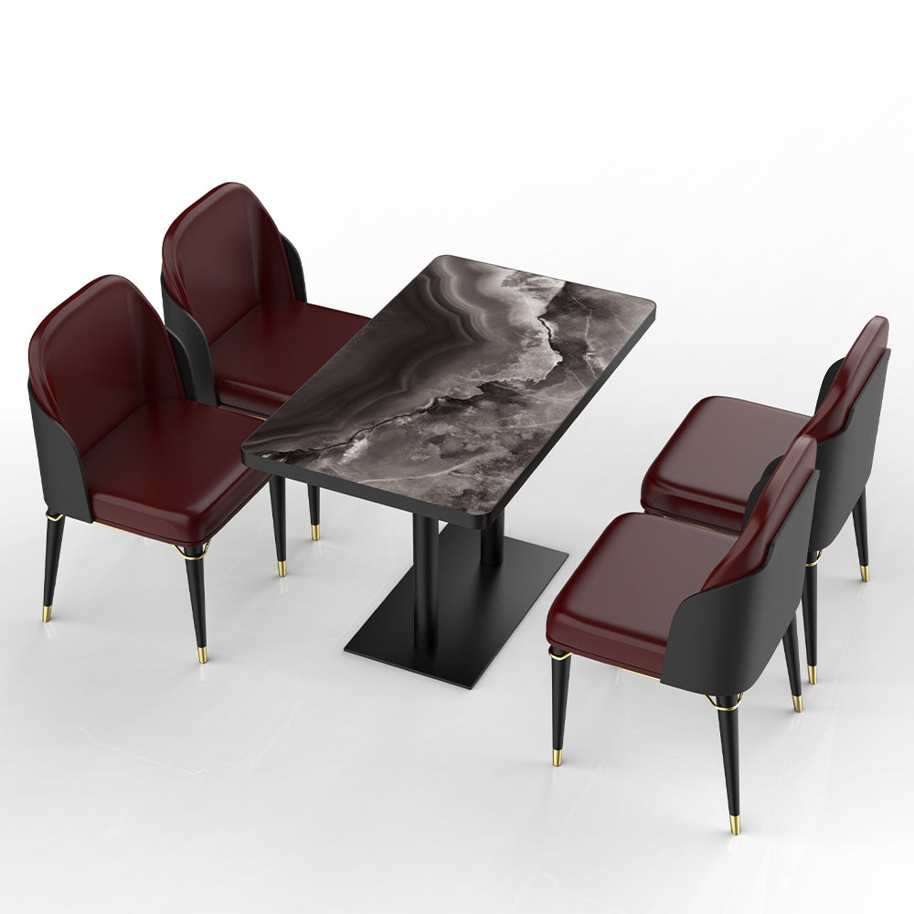 HUALIN Restaurant luxury sintered stone dining table with comfortable chairs, customizable material, color and size