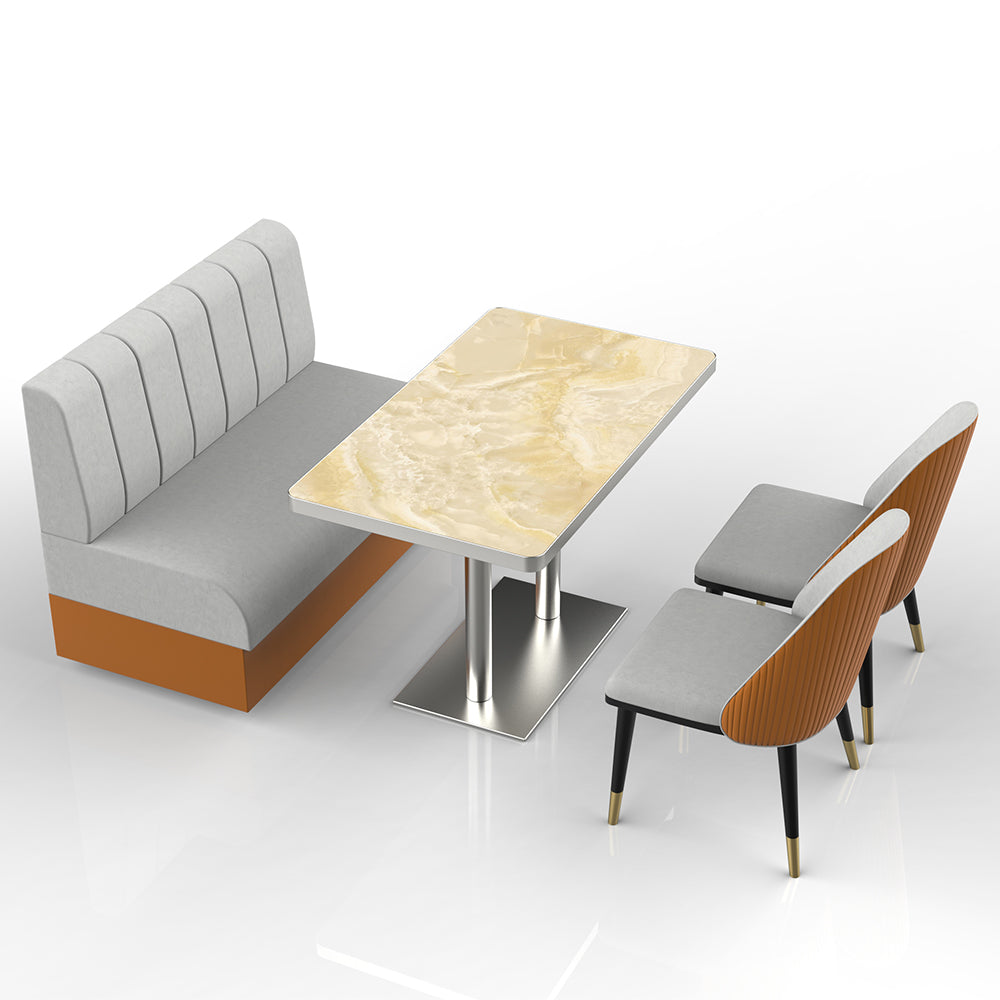 HUALIN Restaurant luxury sintered stone marble dining table chairs comfortable booths, material size color batch customization