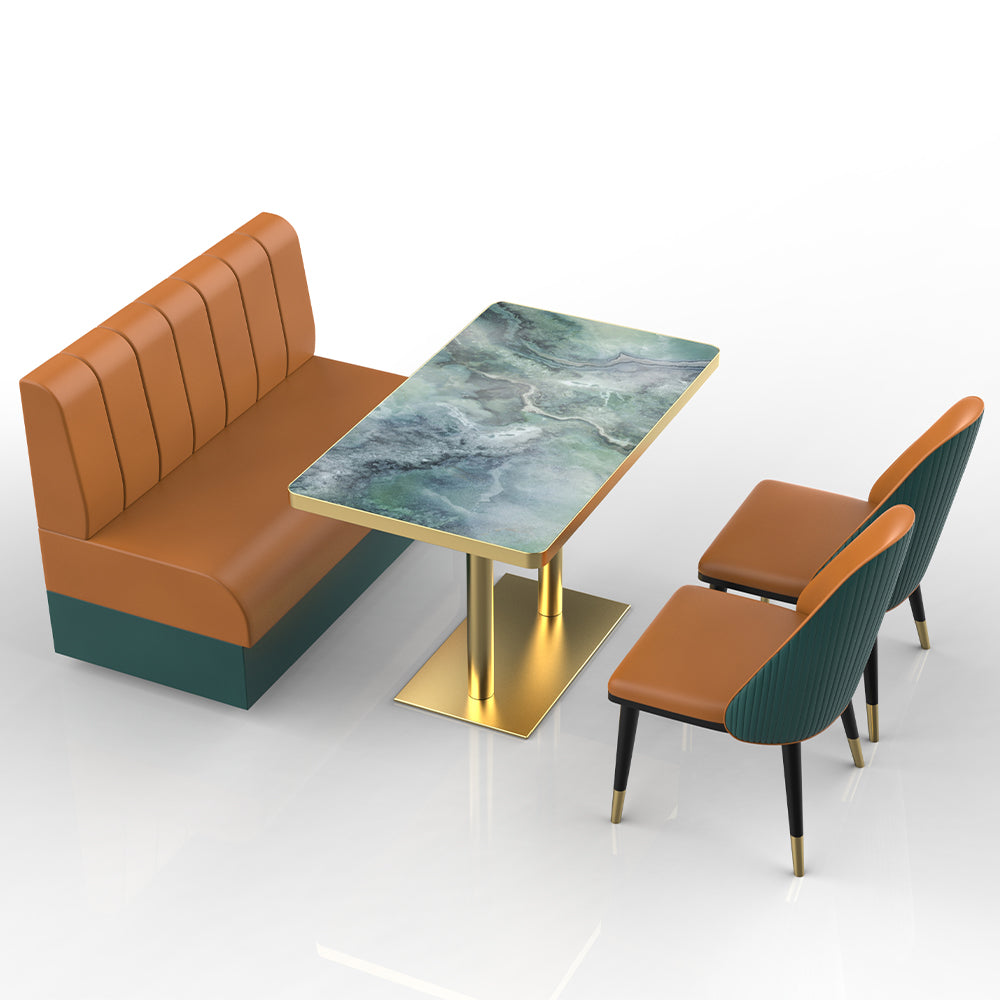 HUALIN Restaurant luxury sintered stone marble dining table chairs comfortable booths, material size color batch customization