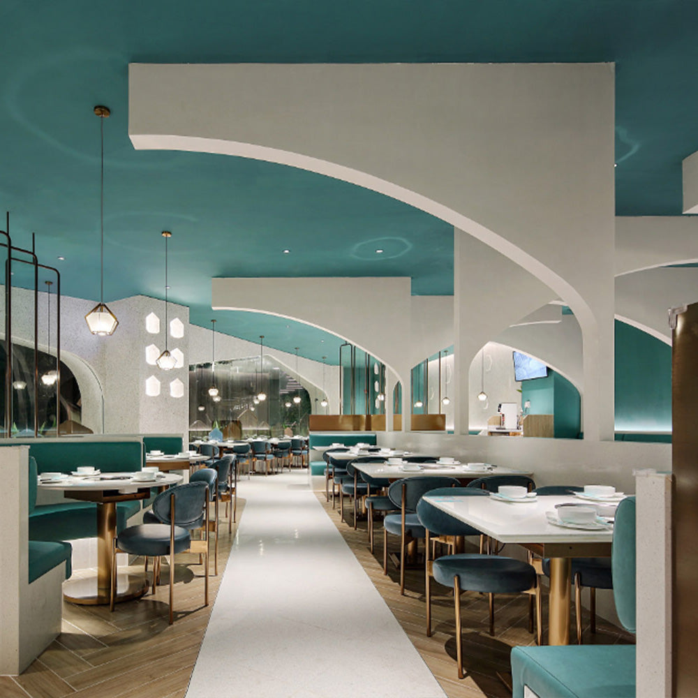 HUALIN Luxurious sintered stone dining tables, solid wood dining tables, dining chairs and comfortable booths. Customizable materials, colors and sizes