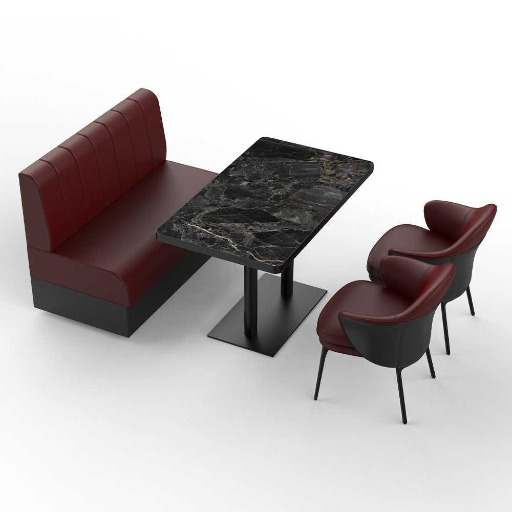 HUALIN Restaurant Luxury Sintered Stone Ceramic Dining Table And Chair Comfortable Booth