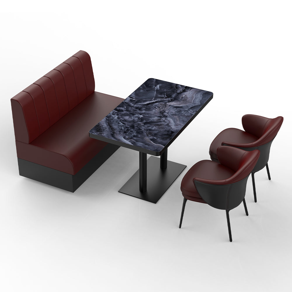 HUALIN Restaurant Luxury Sintered Stone Ceramic Dining Table And Chair Comfortable Booth