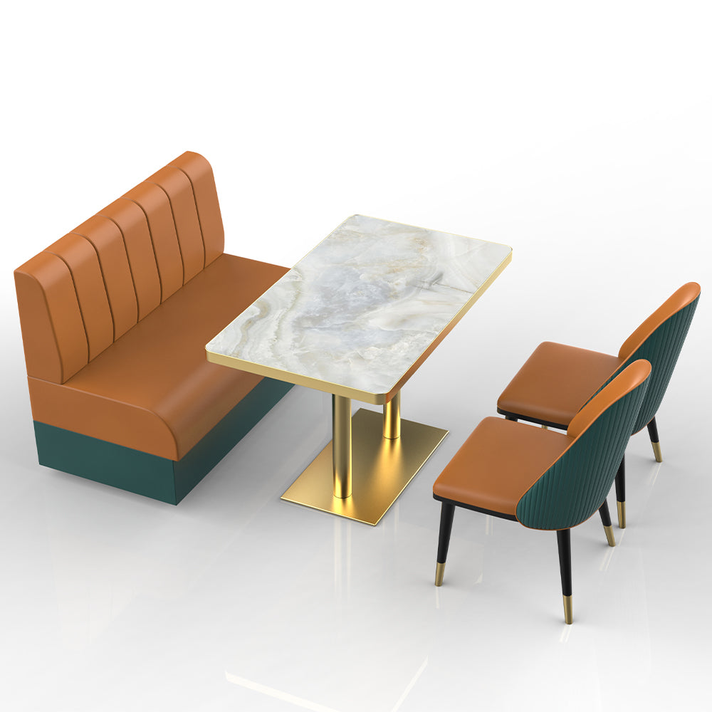 HUALIN Restaurant luxury sintered stone marble dining table chairs comfortable booths, material size color batch customization