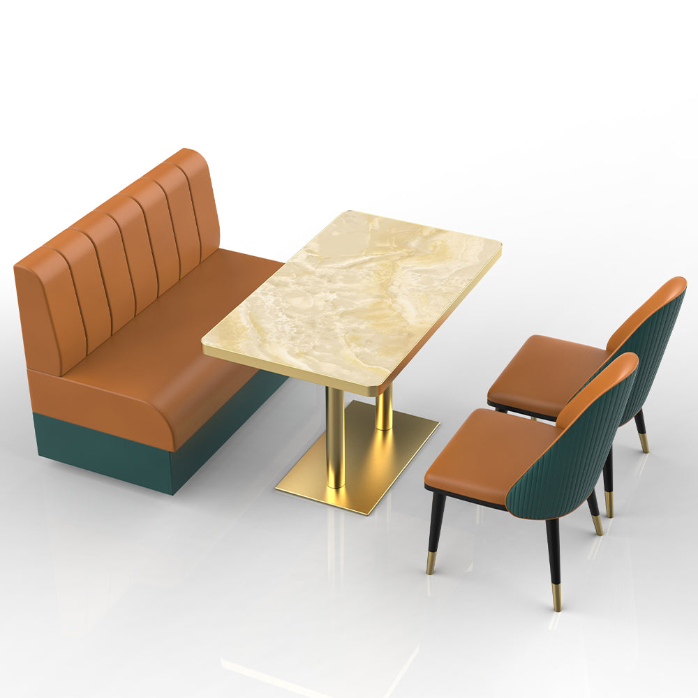 HUALIN Restaurant luxury sintered stone marble dining table chairs comfortable booths, material size color batch customization