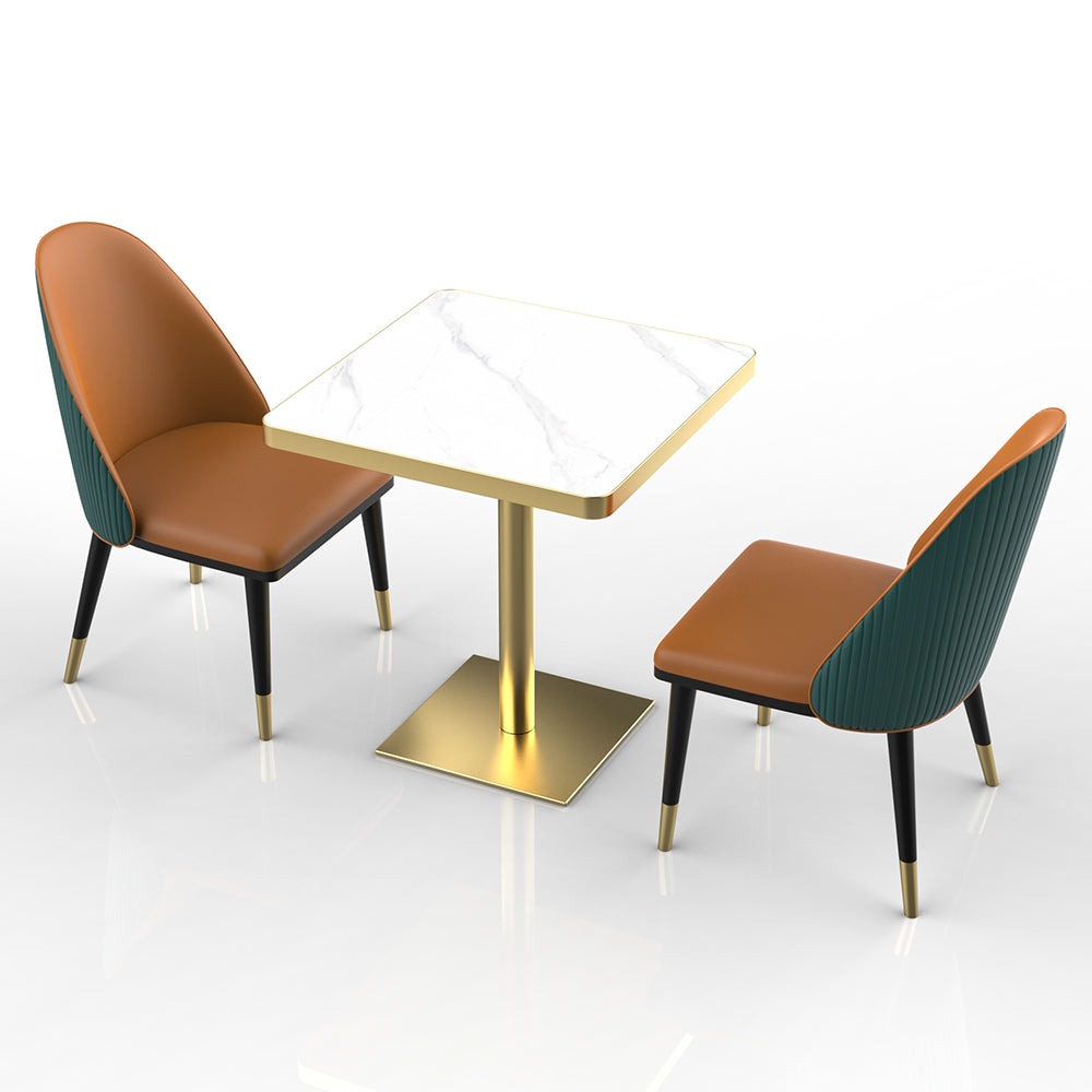 HUALIN Restaurant luxury sintered stone marble dining table chairs comfortable booths, material size color batch customization