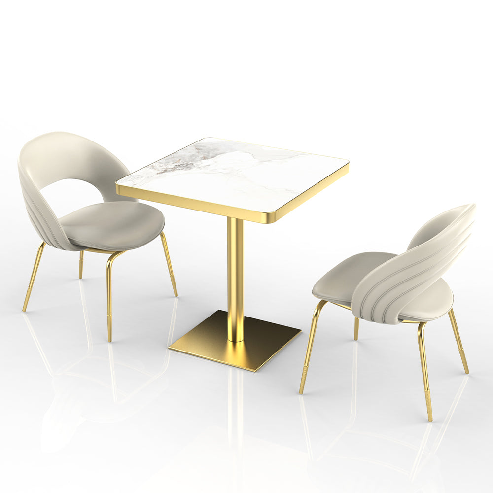 HUALIN Restaurant Luxury Sintered Stone Ceramic Dining Table And Chair Comfortable Booth