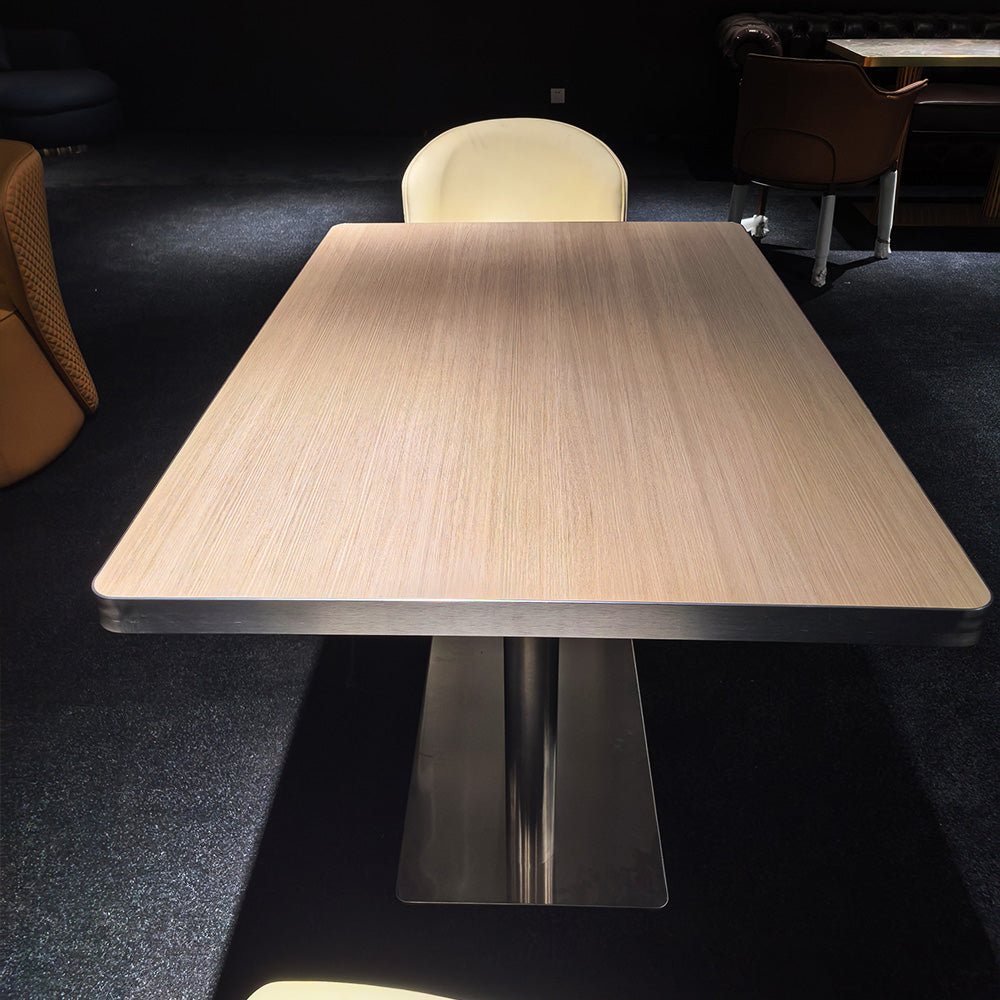 HUALIN Modern style theme restaurant luxury marble dining table with stainless steel legs, customizable size and color