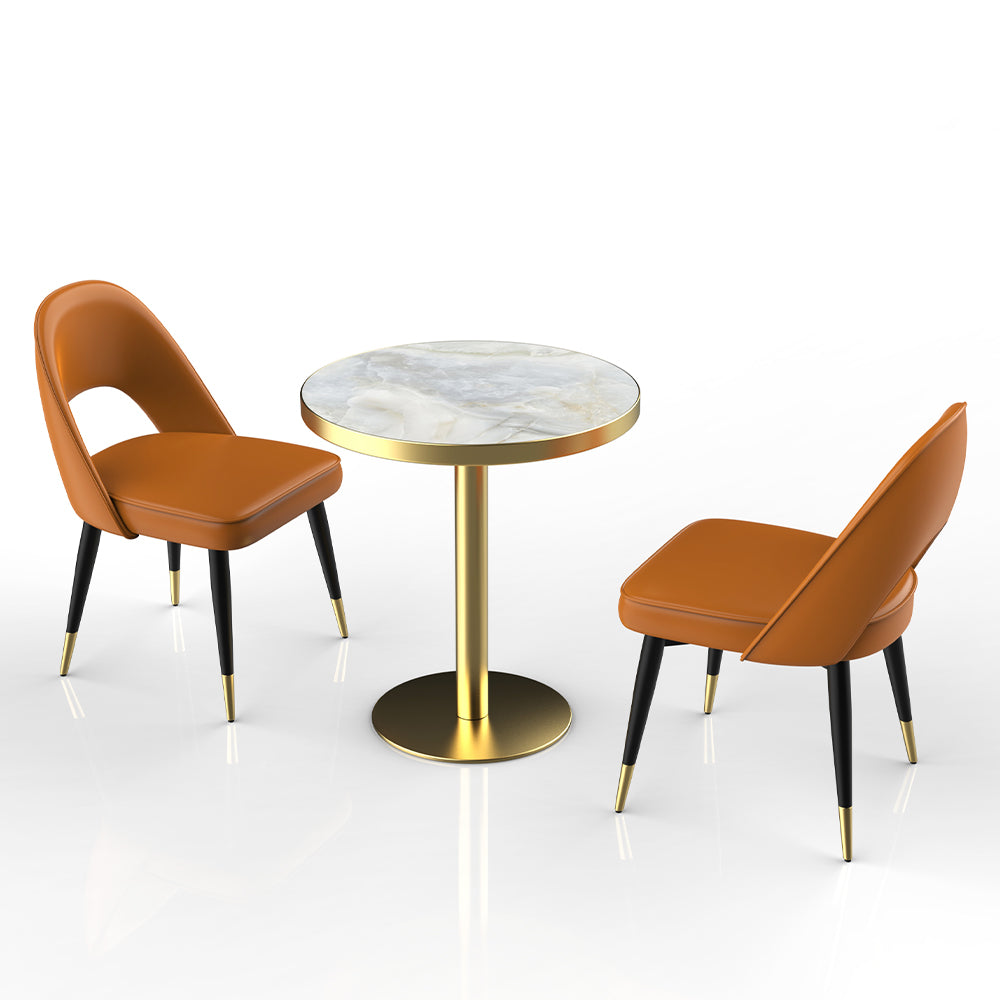 HUALIN Restaurant Luxury Sintered Stone Ceramic Dining Table And Chair Comfortable Booth