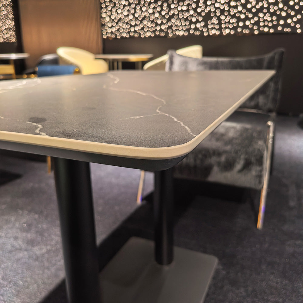 HUALIN Modern style theme restaurant luxury marble dining table with stainless steel legs, customizable size and color
