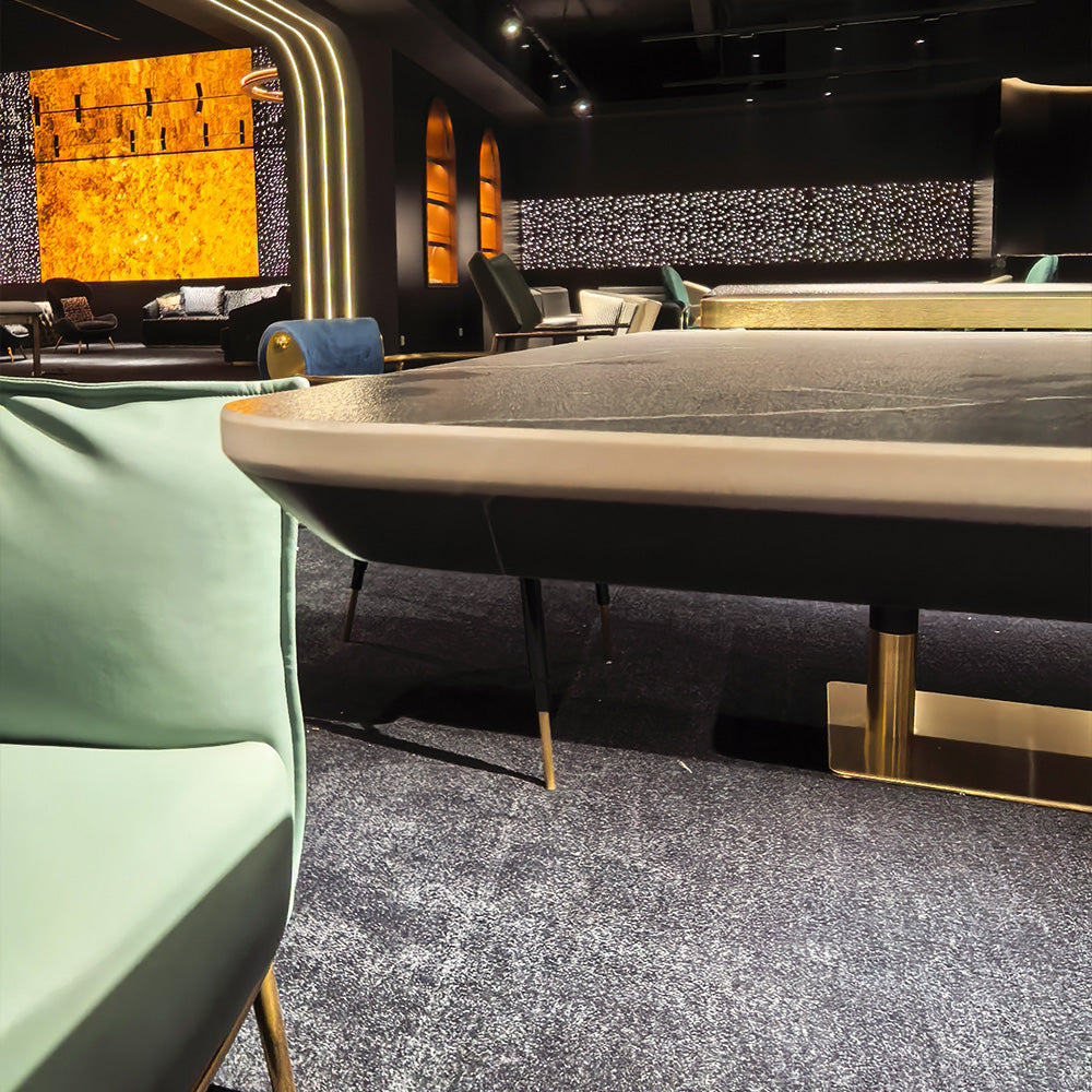 HUALIN Modern style theme restaurant luxury marble dining table with stainless steel legs, customizable size and color
