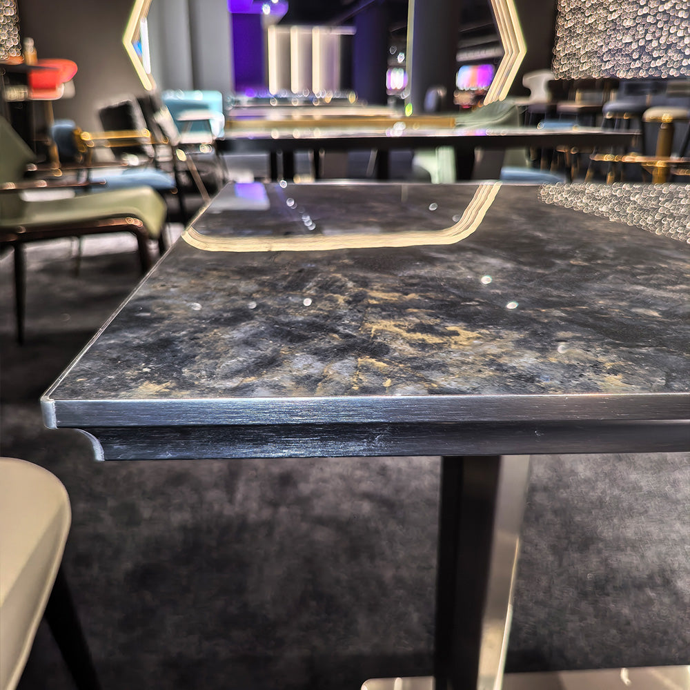 HUALIN Modern style theme restaurant luxury marble dining table with stainless steel legs, customizable size and color
