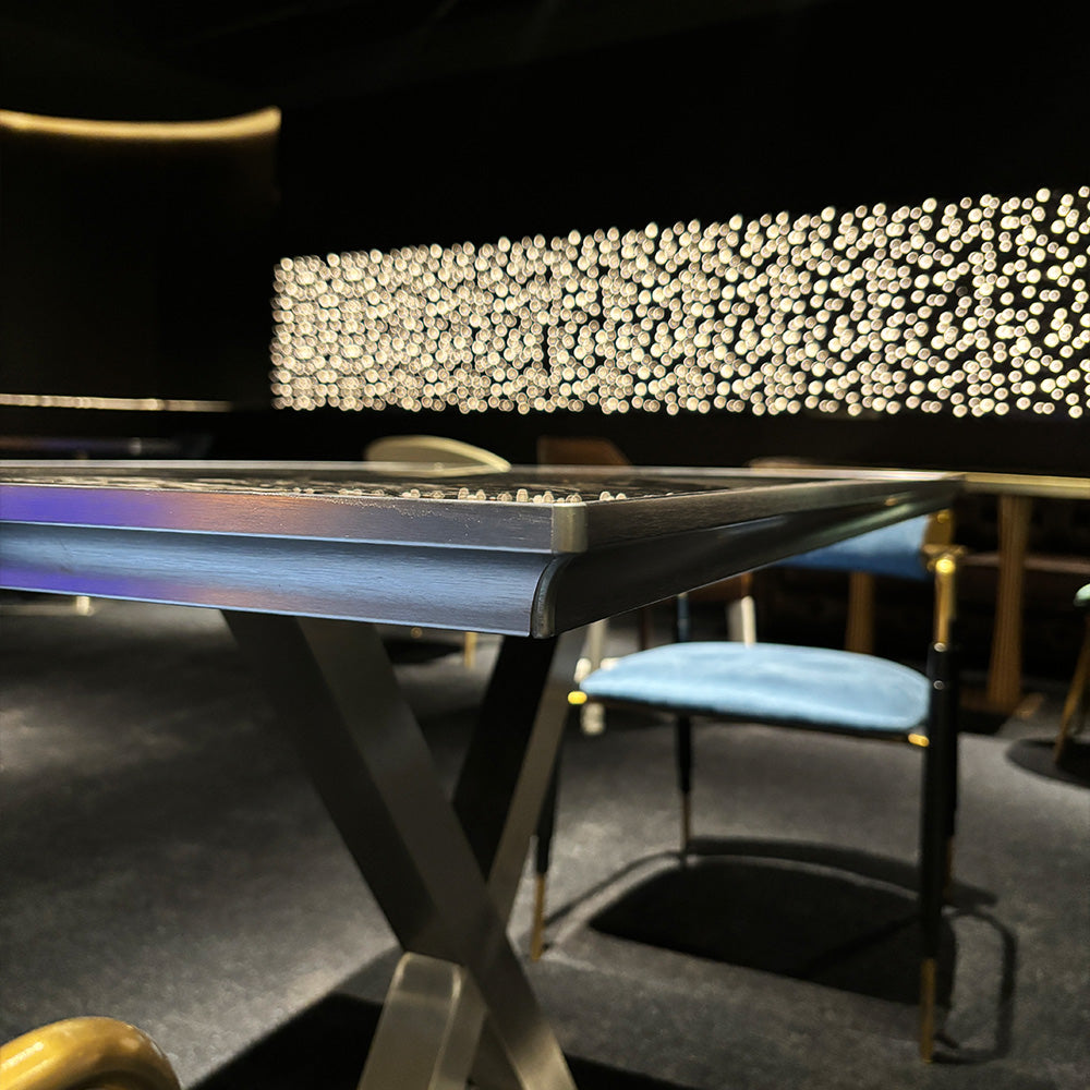 HUALIN Modern style theme restaurant luxury marble dining table with stainless steel legs, customizable size and color