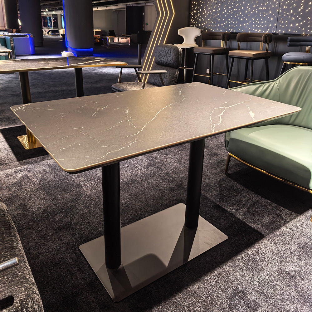 HUALIN Modern style theme restaurant luxury marble dining table with stainless steel legs, customizable size and color