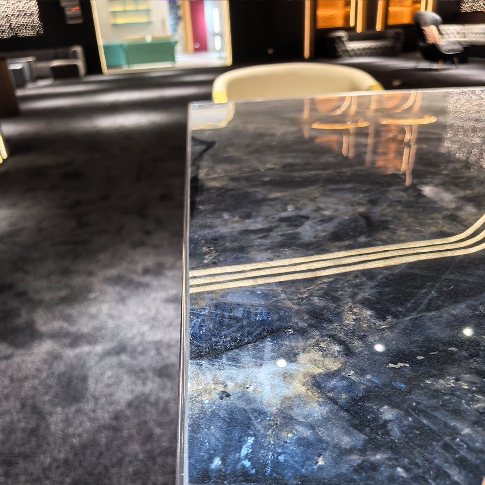 HUALIN Modern style theme restaurant luxury marble dining table with stainless steel legs, customizable size and color
