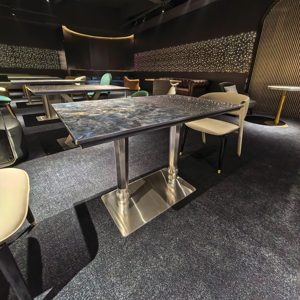 HUALIN Modern style theme restaurant luxury marble dining table with stainless steel legs, customizable size and color
