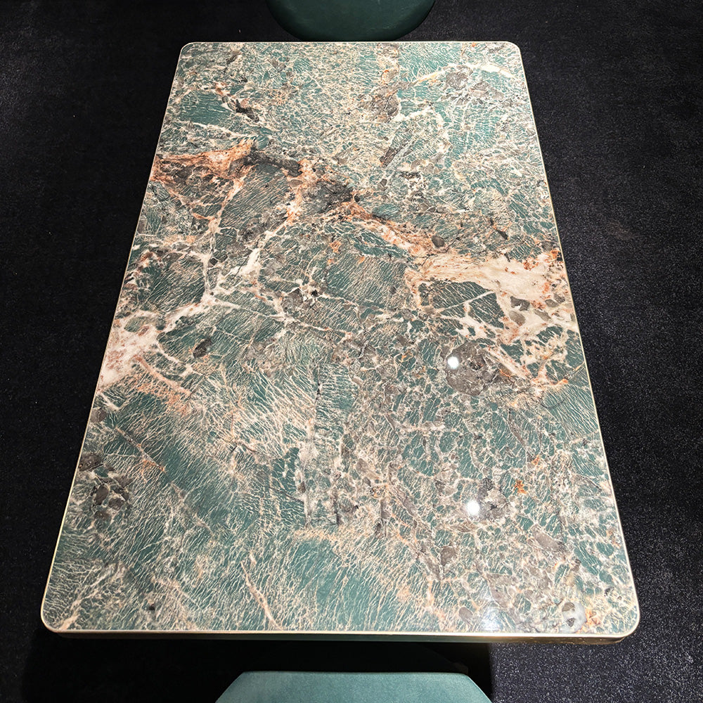 HUALIN Modern style theme restaurant luxury marble dining table with stainless steel legs, customizable size and color