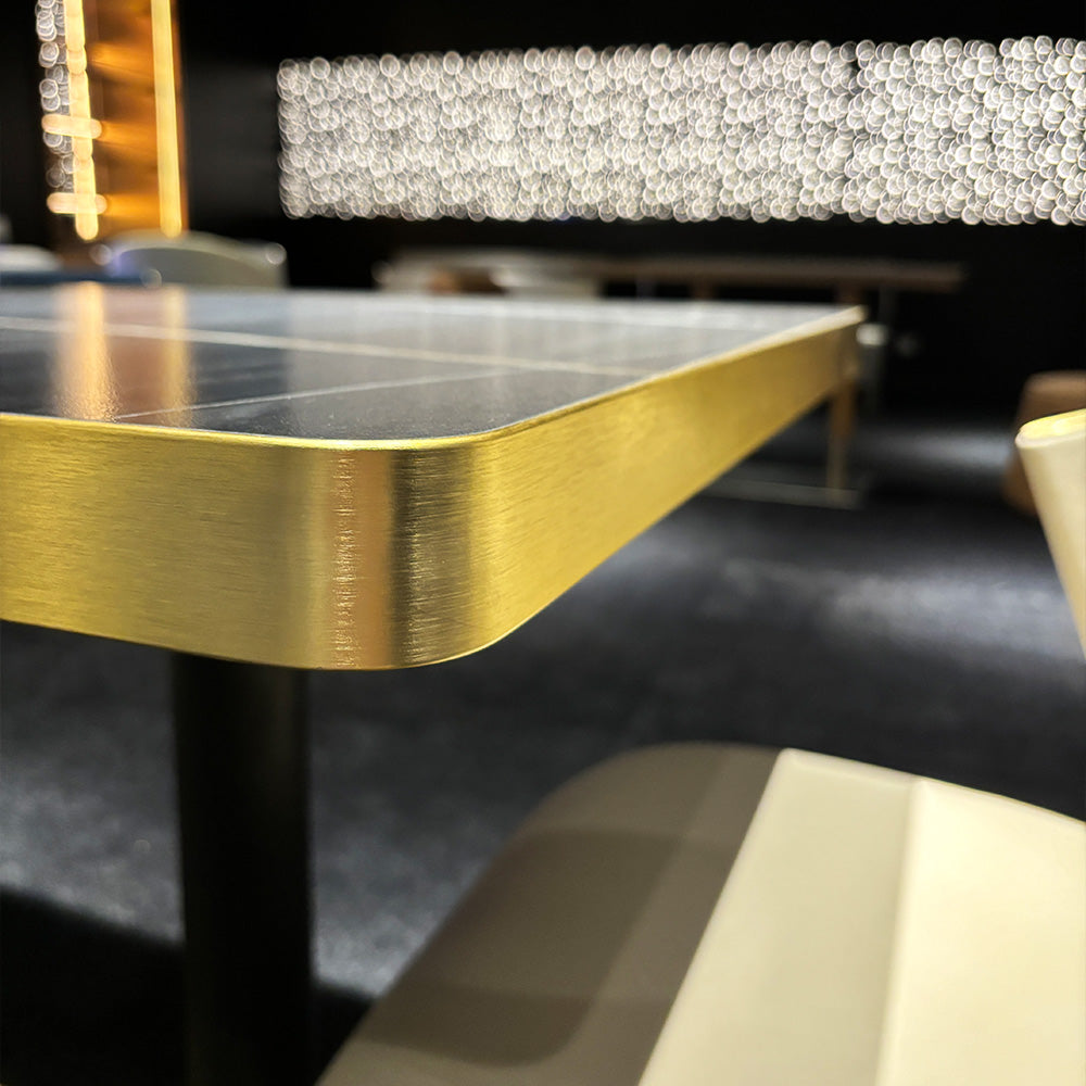 HUALIN Modern style theme restaurant luxury marble dining table with stainless steel legs, customizable size and color
